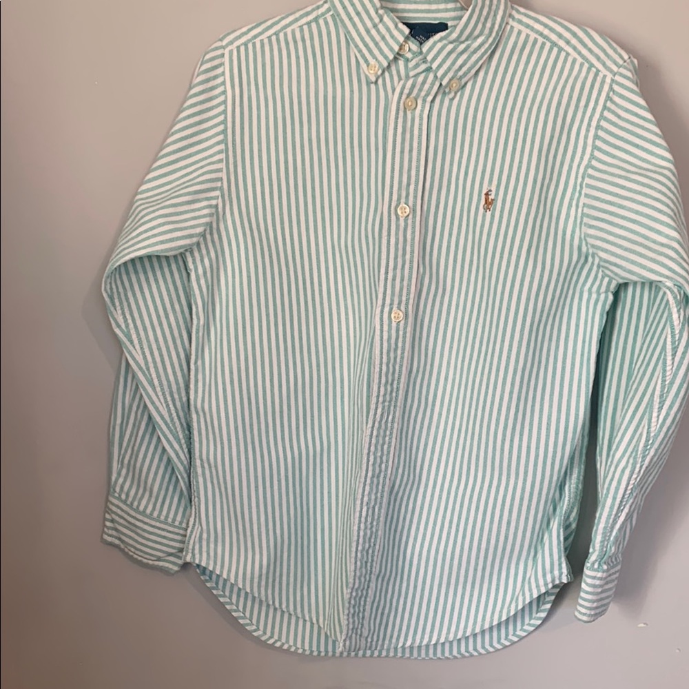 🛑SOLD🛑 Ralph Lauren Boys 🧒 Green Striped Shirt